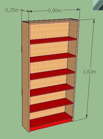 Книжкова шафа Ideal 18 - одностороння: 2100 x 900 x 250 мм