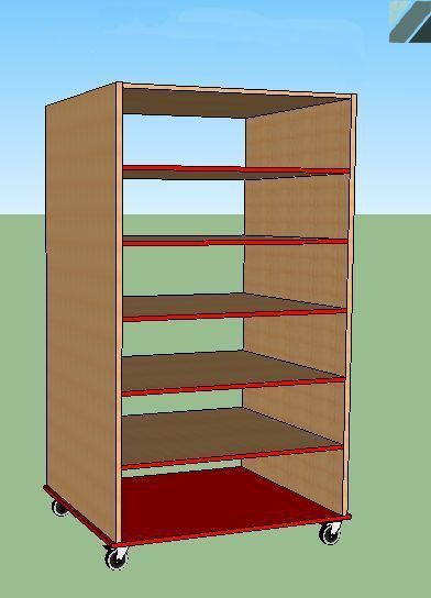 Книжкова шафа IDEAL 18, двостороння, пересувна 1820 x 900 x 510 мм